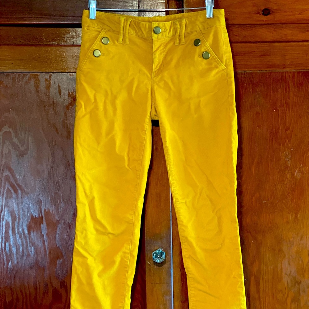 Yellow Corduroy Trousers with Button Details - GAP